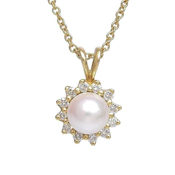 Tiffany & Co Design Pearl Diamond Necklace 18K Yellow Gold 750 - Picture 2 of 7